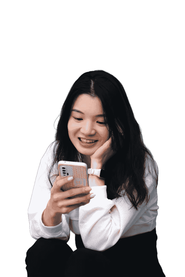 Woman keeping in touch with friends and family using her phone