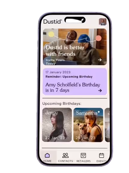 Phone showing the Dustid app